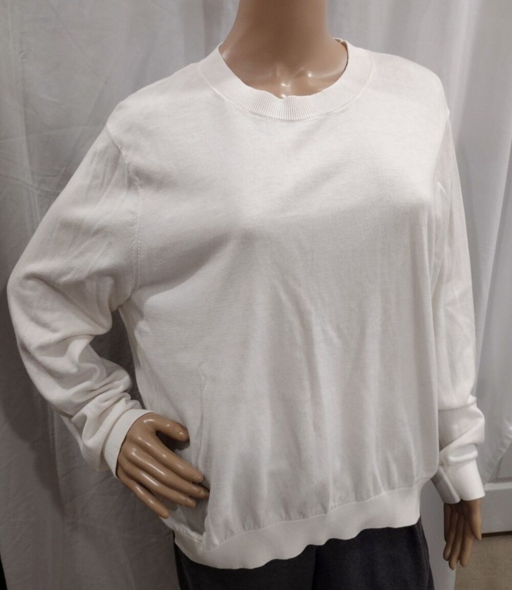 MNG Mango Women's 1XL Cream White Long Sleeve Wool Mix Pullover Knit Sweater